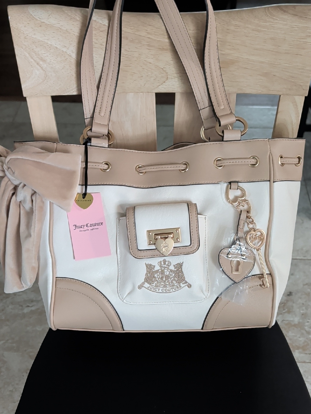 Juicy Couture Exclusive "Royal To Juicy Tote" Soft White NWT
